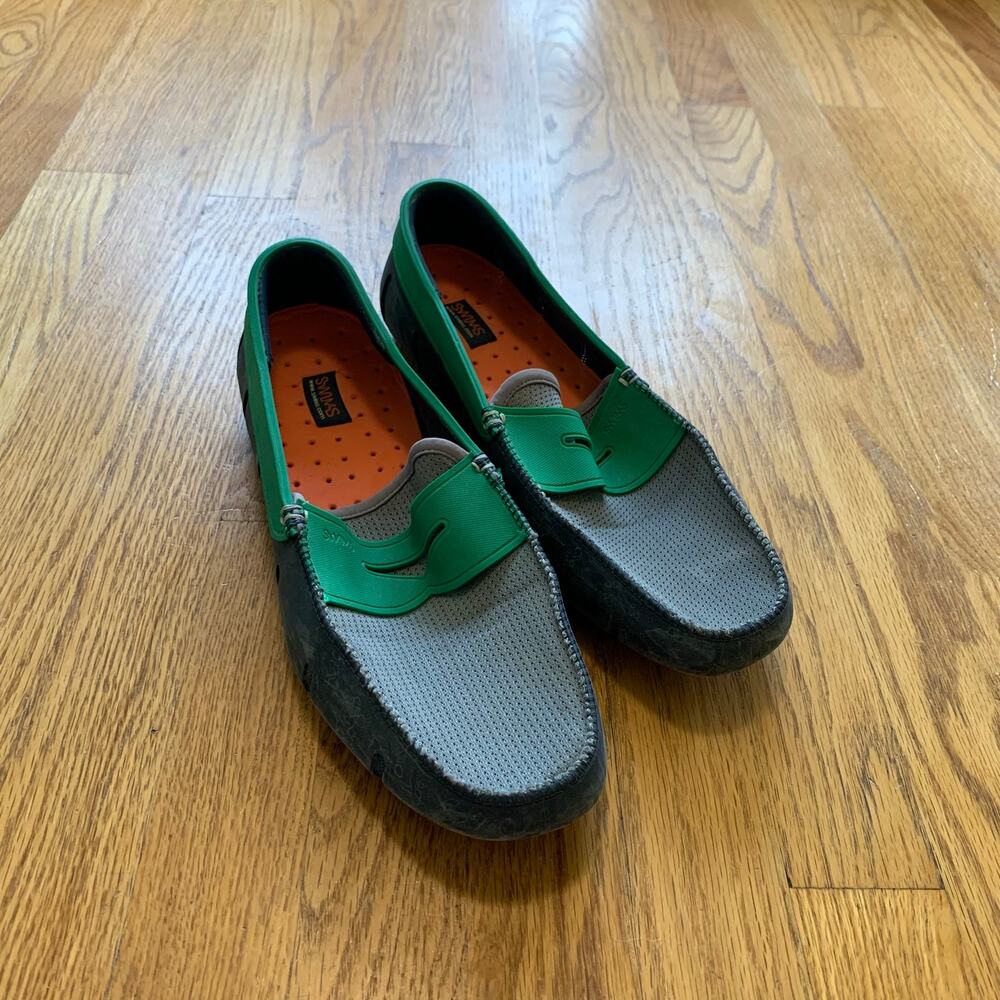 Mens SWIMS Waterproof Penny Loafer Blue and Green Size 11 EUC!